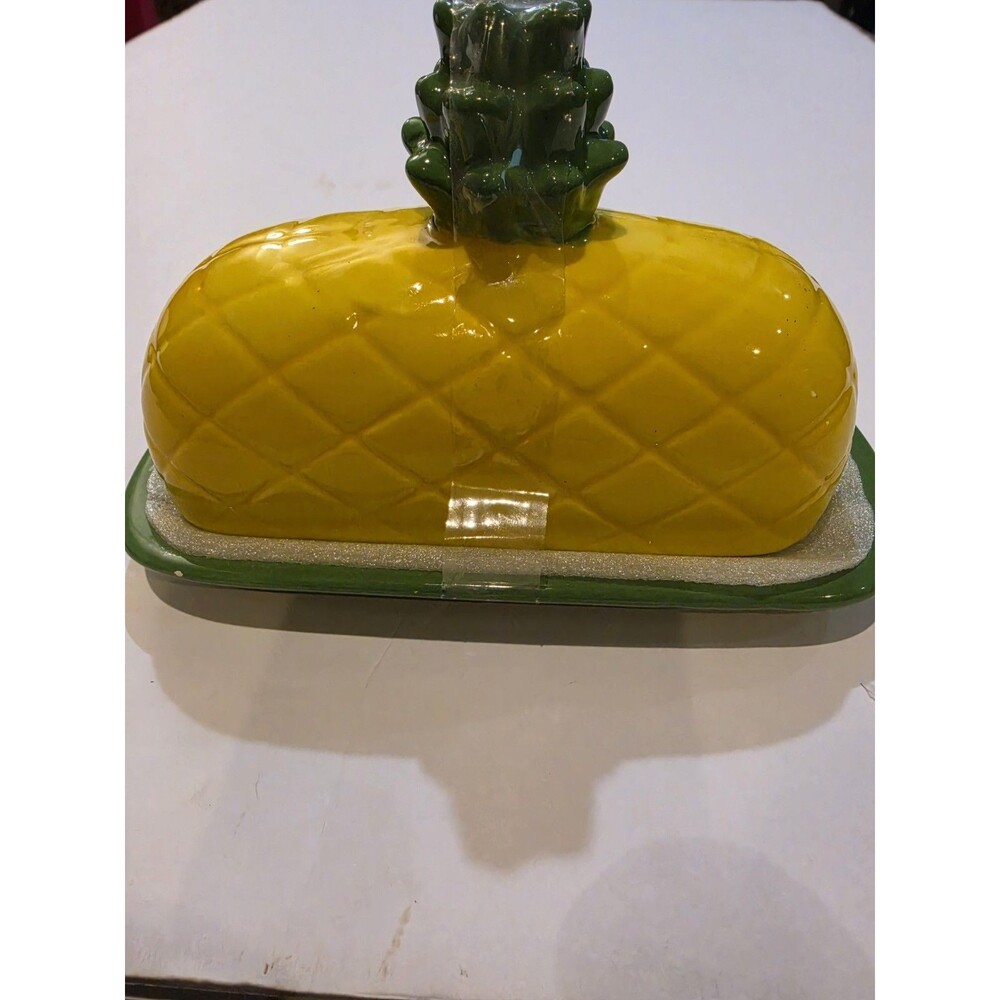 the spring shop Pineapple Butter Dish - Green/Yellow - NEW